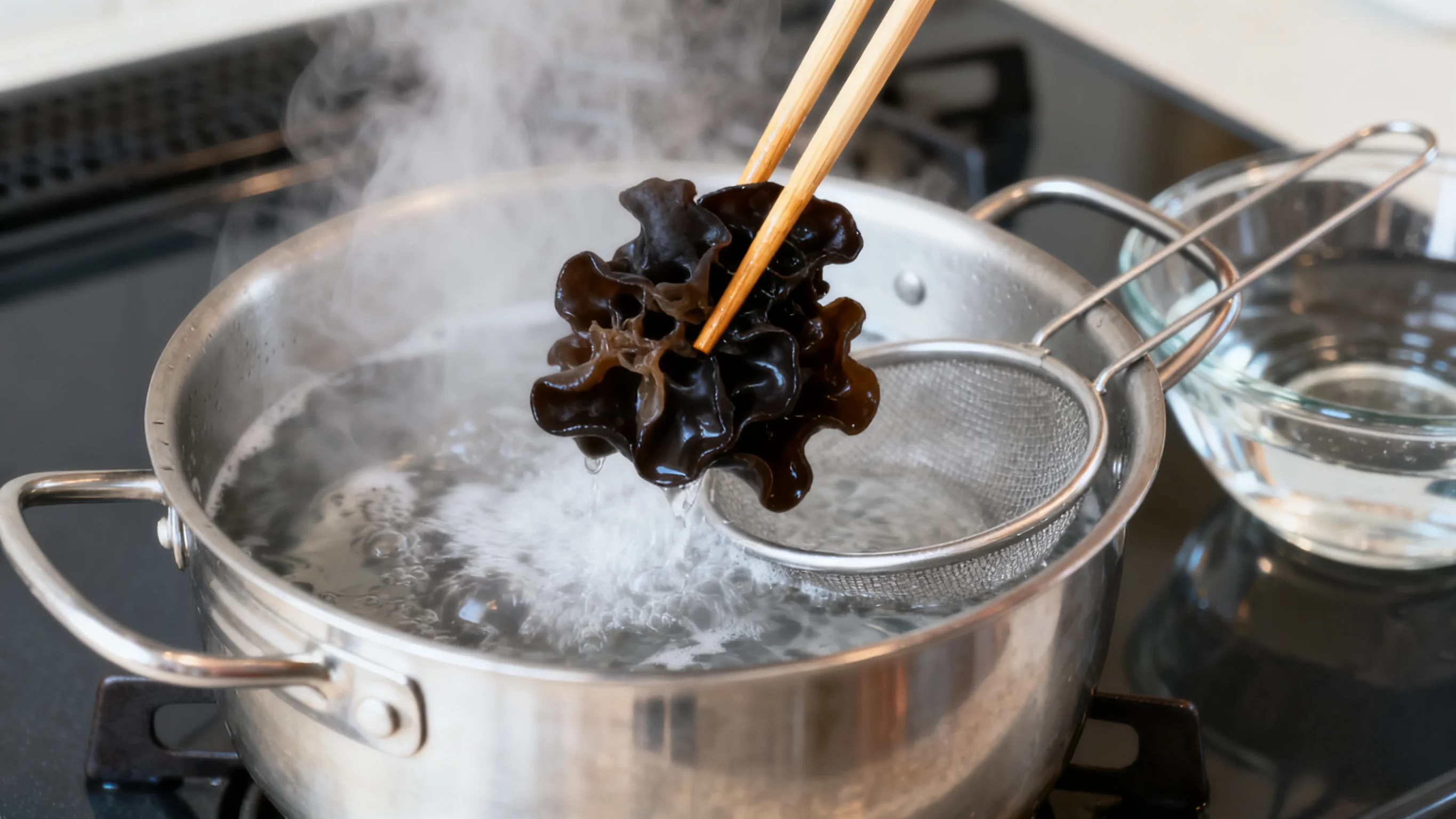 Blanching Mushrooms